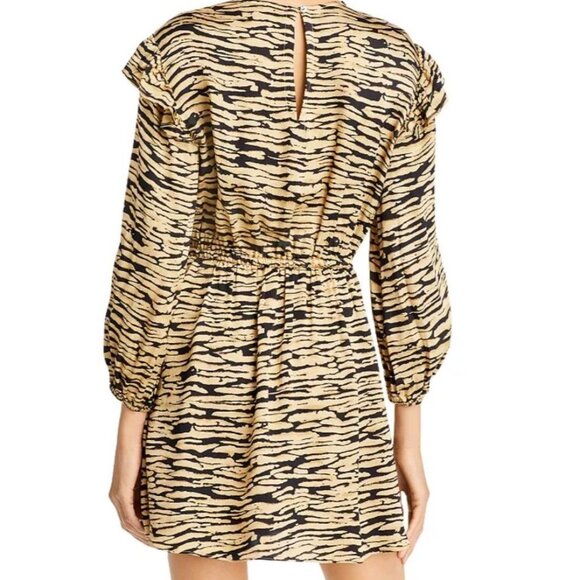 Rails Womens L Ora Dress Tan Black Canyon Abstract Print Long Sleeve Tie Waist‎ - Picture 2 of 13